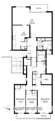世田谷野毛レジデンス[3SLDK/141.83m2]の間取図