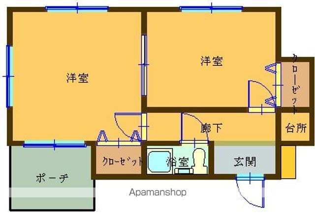 ロイヤルコーポ琴の浦[2K/29.75m2]の間取図