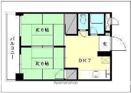 ウエストビル松山[2DK/39.6m2]の間取図