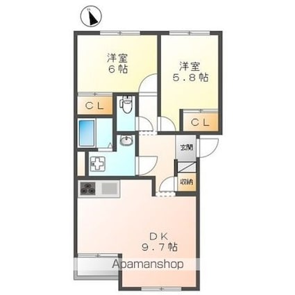 滋賀県守山市守山４丁目[2DK/51.15m2]の間取図