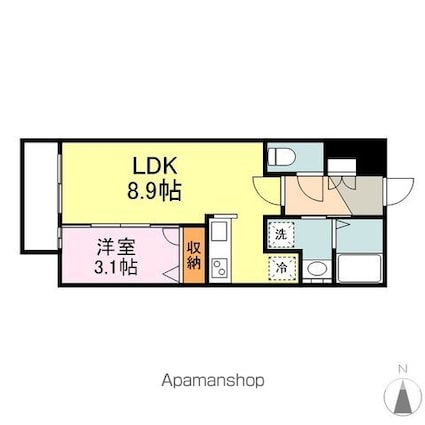 月光福山三吉町[1LDK/29.61m2]の間取図