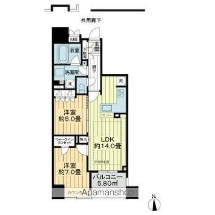 サングランデ八王子[2LDK/60.23m2]の間取図