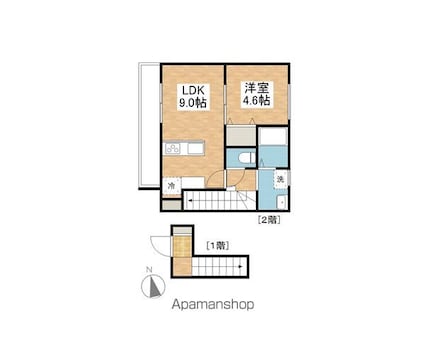 ＧＡＬＬＥＲＹ　ＨＯＵＳＥ　衣山　Ｂ[1LDK/38.97m2]の間取図