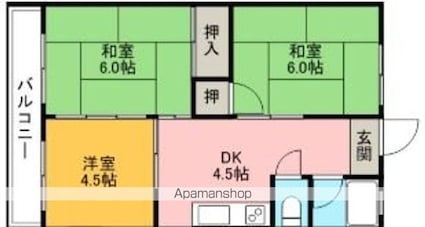 第一コーポ[3K/43.74m2]の間取図