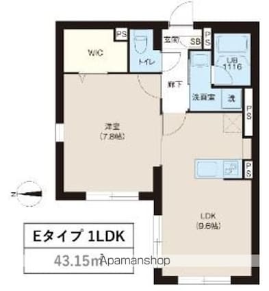 レピュア大山レジデンスⅡ[1LDK/43.15m2]の間取図