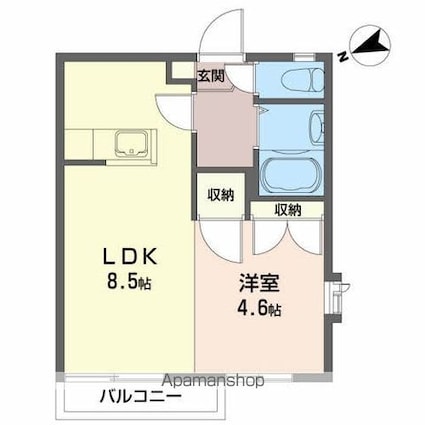 グリーンヒルズＣ[1LDK/30m2]の間取図