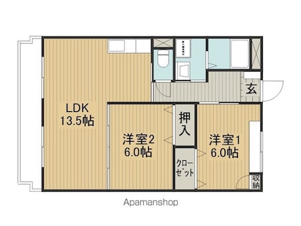 グランデュオ[3DK/56.7m2]の間取図