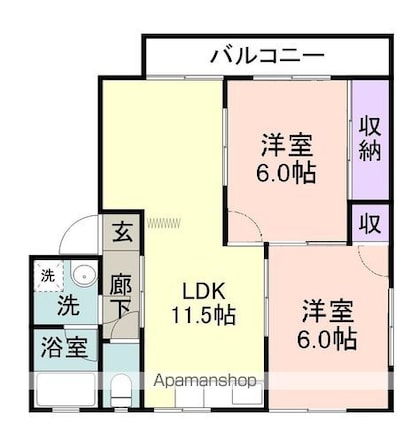 和歌山県和歌山市直川[2LDK/51.1m2]の間取図