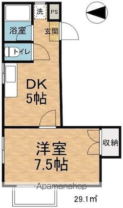 カーサフォレスタ[1DK/29.1m2]の間取図