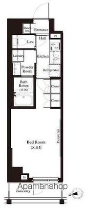 東京都中野区江原町２丁目[1K/25.52m2]の間取図