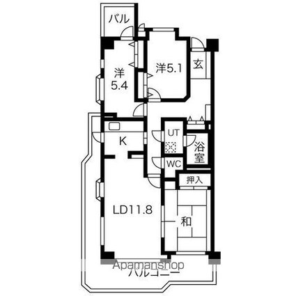 エクセレンス志賀本通[3LDK/79.67m2]の間取図