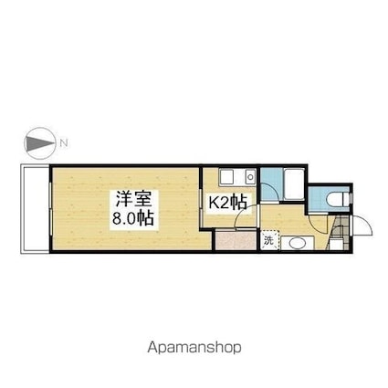 第２マンションふじ[1K/20.25m2]の間取図