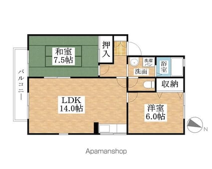 アニバーサリー[2LDK/59.58m2]の間取図