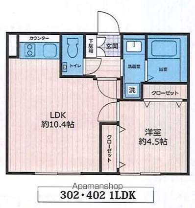 東京都世田谷区北沢１丁目[1LDK/36.04m2]の間取図