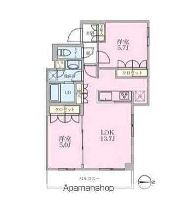 リージア三軒茶屋[2LDK/54.41m2]の間取図