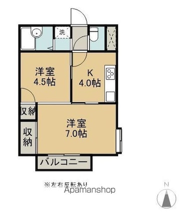 五百淵グリーンガーデンＣ棟[2K/36.7m2]の間取図