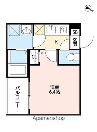 ドルフ千葉[1K/21.45m2]の間取図