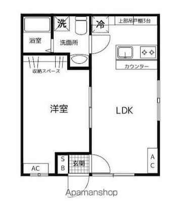 東京都新宿区住吉町[1LDK/34.78m2]の間取図