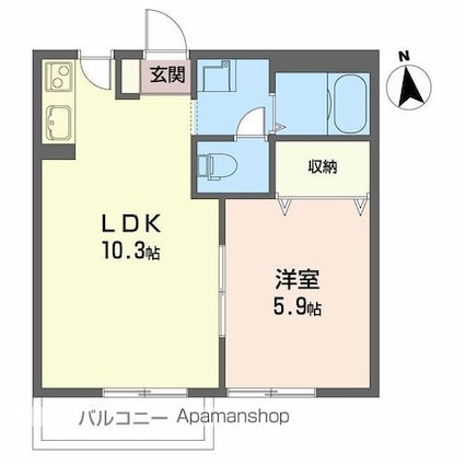 フレグランス東桜山[1LDK/36m2]の間取図