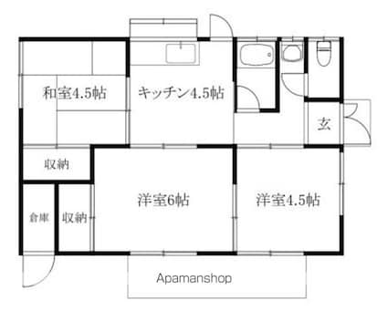 竹原　平岡借家[3K/48.79m2]の間取図