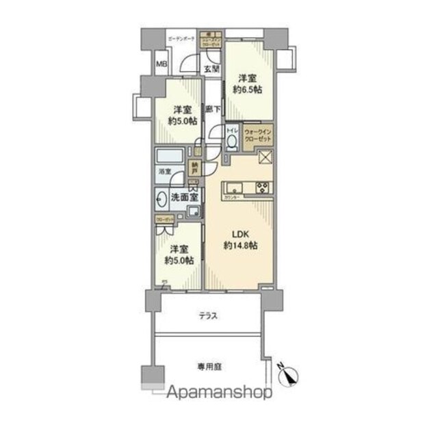 Ｂｒｉｌｌｉａときわ台ソライエレジデンス[3LDK/70.21m2]の間取図