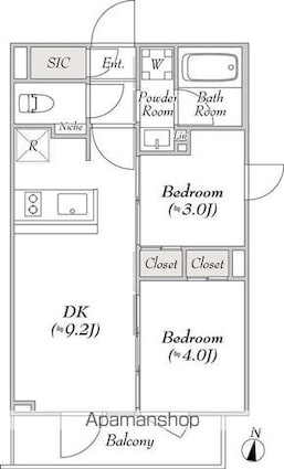 ルミーク本町イースト[2DK/37.2m2]の間取図