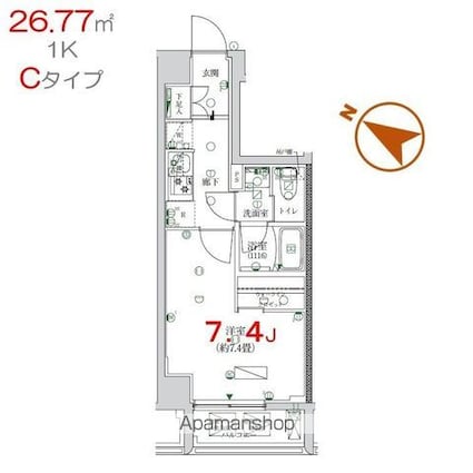 墨田区押上３丁目ＰＪ[1K/26.77m2]の間取図