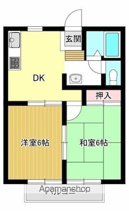 幸町・聖北ハイツ　Ｂ棟[2DK/42.42m2]の間取図