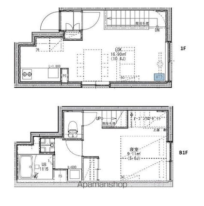東京都杉並区松庵２丁目[1LDK/41.93m2]の間取図
