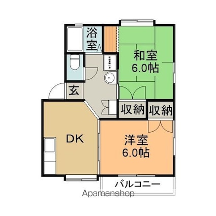 グリーンヒルともべ弐号館[2DK/42.13m2]の間取図