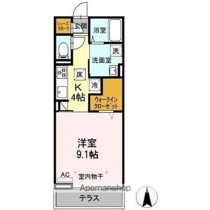 Ｌｕｐｉｎｕｓ境　Ｂ棟[1K/33.34m2]の間取図