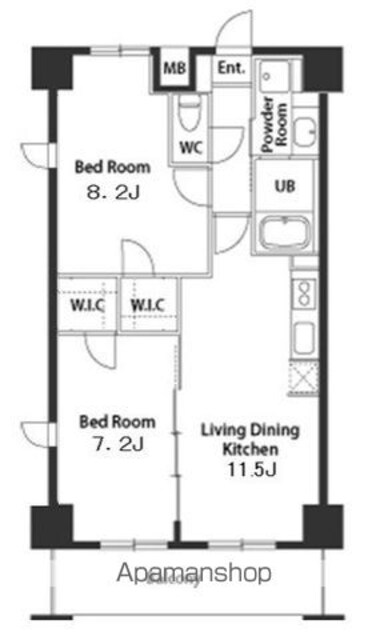 千葉ポートイースト[2LDK/60.56m2]の間取図