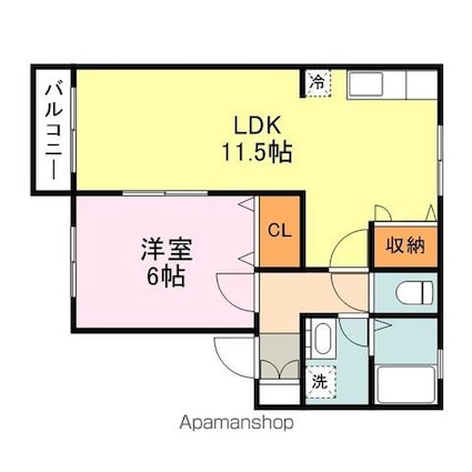 サンシティエキヤＢ[1LDK/48.02m2]の間取図