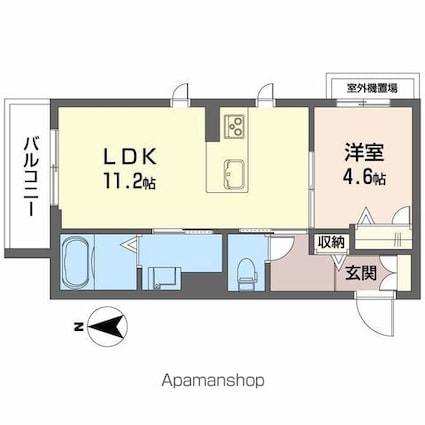 シャーメゾン山吹丁[1LDK/39.02m2]の間取図