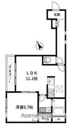 アロハス神楽坂[1LDK/46.63m2]の間取図