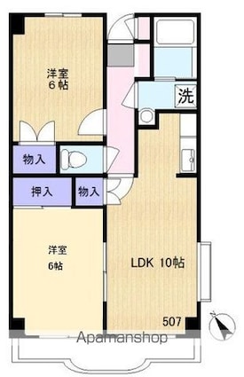 ヴィクトリーマンションＫＥＩ[2LDK/48.7m2]の間取図