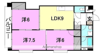 大進第三ハイツ[3LDK/63.47m2]の間取図
