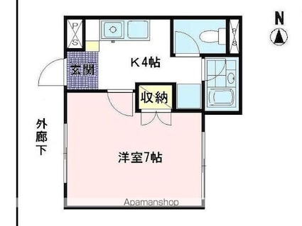 サンライズ・タツカワ[1K/22.63m2]の間取図