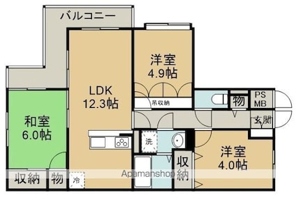 セザール第三上福岡[3LDK/57.46m2]の間取図