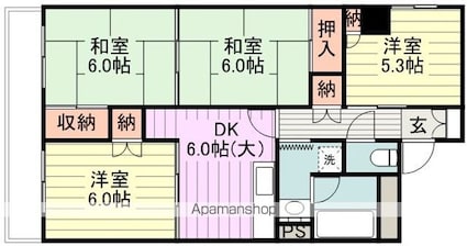 パークハイツ東口[4DK/66.48m2]の間取図