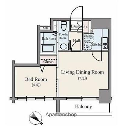 東京都豊島区東池袋２丁目[1DK/30.07m2]の間取図