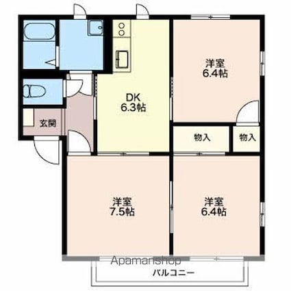 フレグランスさかいＡ[3DK/58.6m2]の間取図