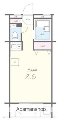 東京都世田谷区経堂５丁目[1R/20.15m2]の間取図