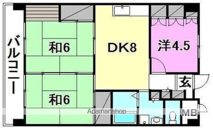 ピュアグラスコート[3DK/61.96m2]の間取図