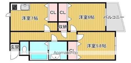 ブエナビスタ大津ウエスト[2DK/47m2]の間取図