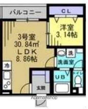 ＡＪ千葉寺００３[1LDK/30.84m2]の間取図