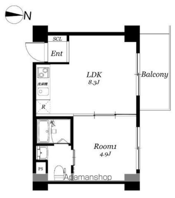ティックハウス[1LDK/27.01m2]の間取図