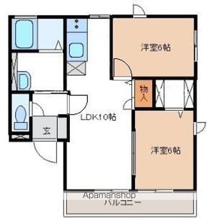 ロイヤルヒルズ[2LDK/49.85m2]の間取図