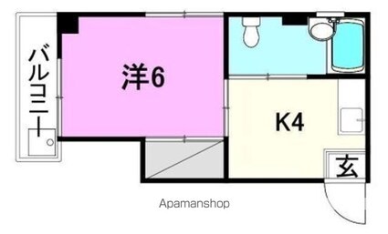 愛媛県松山市高砂町１丁目[1DK/22.32m2]の間取図