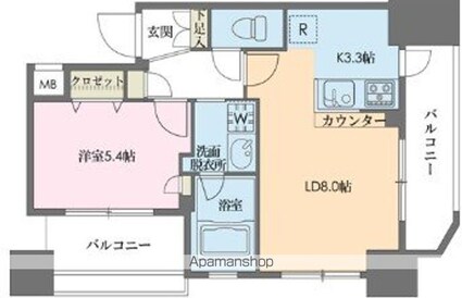 ドゥーエ新川[1LDK/40.33m2]の間取図